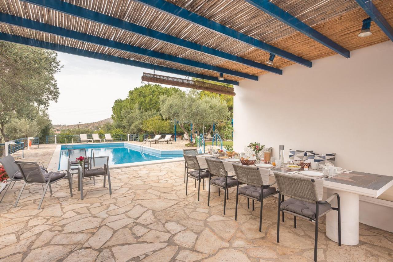 Summer Villa Pasiphae Private Pool - Bbq -Beach 2Min ซูนิโอ ภายนอก รูปภาพ